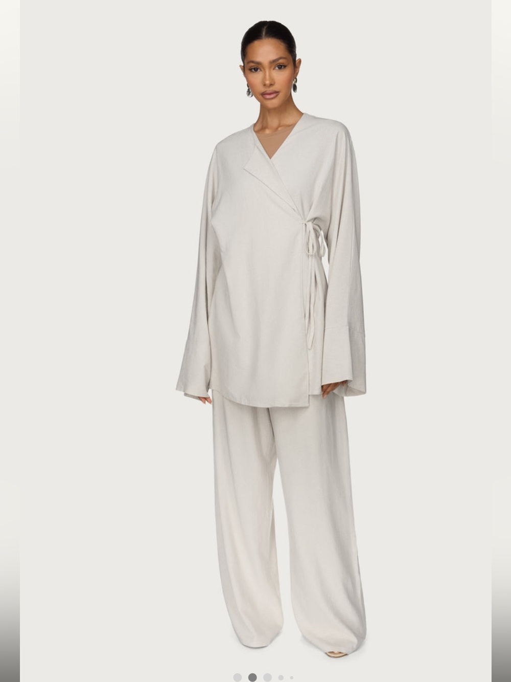 Veiled Collection Maya Linen Matching Set Top & Pants - Off White